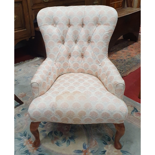 547 - A late 19th early 20th Century Mahogany Salon Chair with deep buttoned upholstered back.
58 x SH 37 ... 