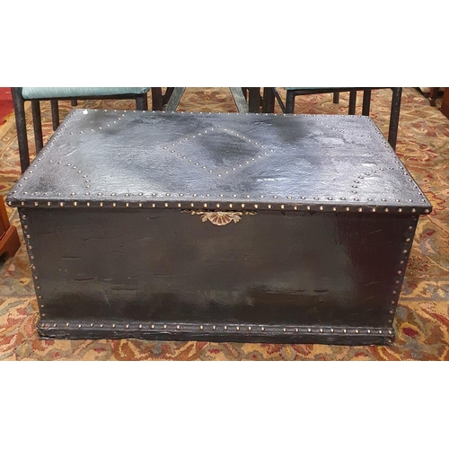 548 - A large vintage Trunk with leather effect studded outline. 92 x 49 x H 43 cm approx.