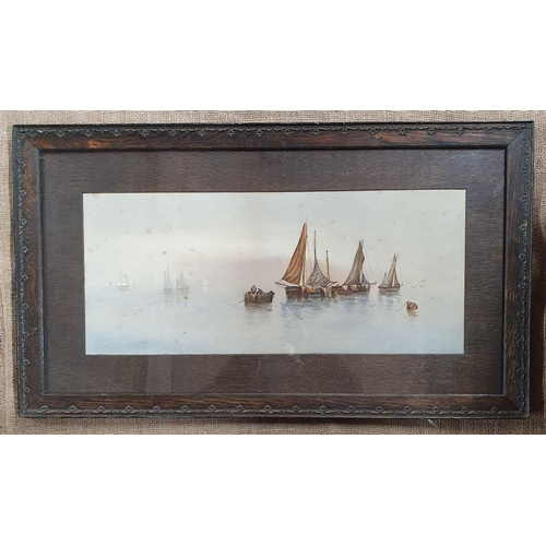 188 - An early 20th Century Colour Print of moored boats in an estuary setting. In a good original Frame. ... 