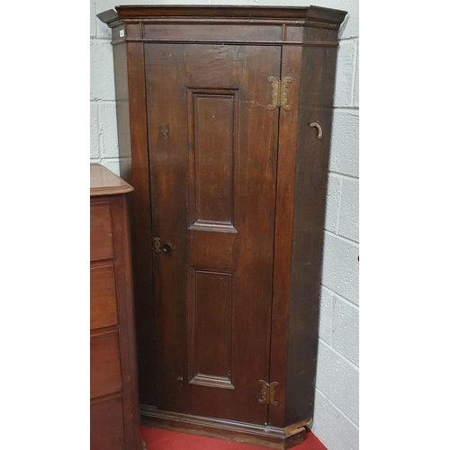 190 - A 19th Century Oak floor standing single door corner Cabinet. W 90 x H 171 cm approx.