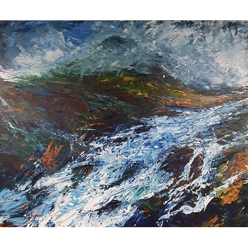 633 - Declan Marry (Irish) Oil on Canvas 'Winter melt waters' signed LR. 97 x 118 cm approx.