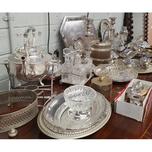 648 - An extremely large quantity of Silverplate and other items to include a tantalus etc.