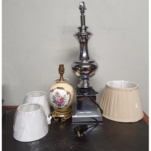 51 - A quantity of of Items to include two table lamps, two chargers, bowl, shades and a cream ground Rug... 