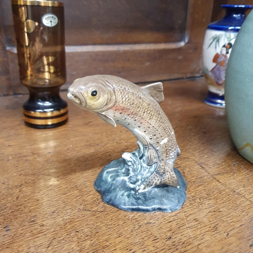 227 - A quantity of items to include two Beswick Trout (af) along with a Stoneware Vase and other items.
T... 