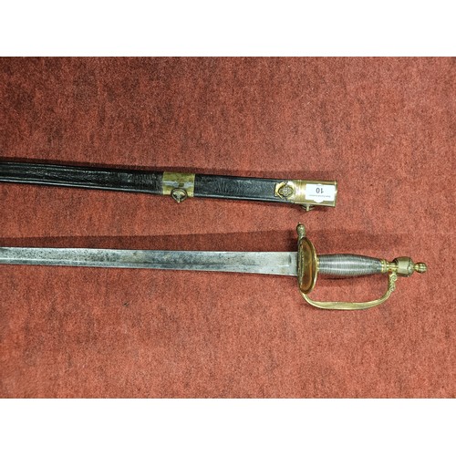 10 - A 1796 Officer's infantry Sword with original leather Scabbard which carries the stamp of Brady 43 D... 