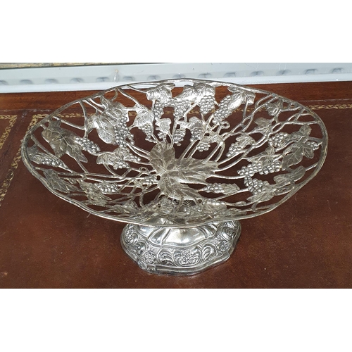 30 - A Silver Plate Centre Dish with grape detail along with a centre dish with swan outline. 
27 x 14 cm... 