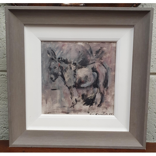 220 - Con Campbell (Irish) 'Donkey' Oil on Board signed LL with a frame size 35 x 35 cm approx.