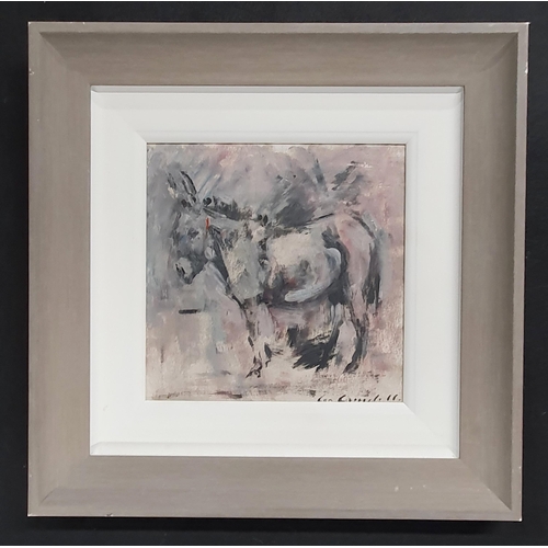 220 - Con Campbell (Irish) 'Donkey' Oil on Board signed LL with a frame size 35 x 35 cm approx.