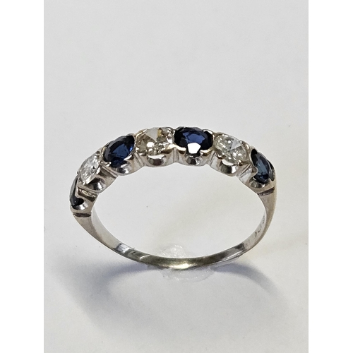 354 - An 18ct White Gold Diamond and Sapphire seven stone Ring, approx .9ct Diamond weight, size P1/2.