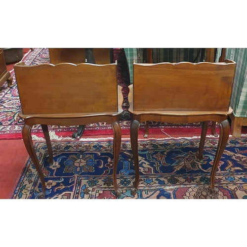 620 - A beautiful pair of Mahogany side Tables with gallery backs on cabriole supports. 
47 x 32 x 73 cm a... 