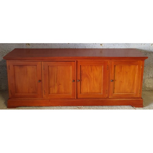 629 - A large low four door Mahogany and Veneered Cabinet. W 200 x D 49 x H 77 1/2 cm approx.