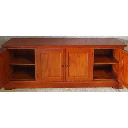 629 - A large low four door Mahogany and Veneered Cabinet. W 200 x D 49 x H 77 1/2 cm approx.