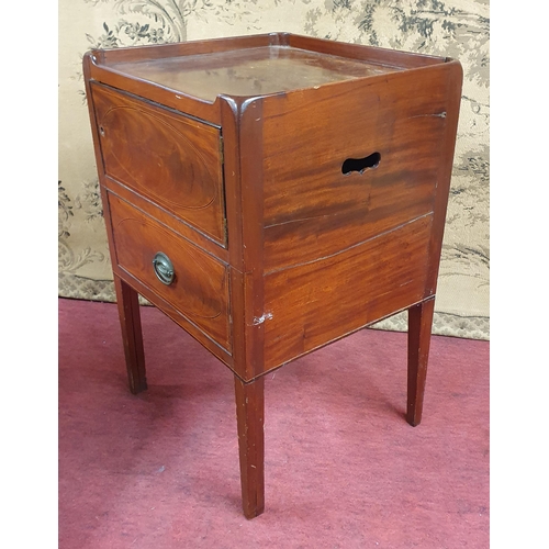 658 - A 19th Century Mahogany and Inlaid tray top Side Table with commode base and gallery top.
48 x 45 x ... 