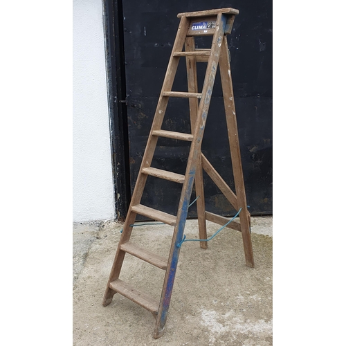 671 - A large vintage Timber Library Steps.
Height 183 cm approx.