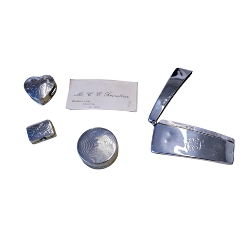 311 - An Irish Silver egg Cup along with a Birmingham Silver card Case, William Birmingham Ltd (with cards... 