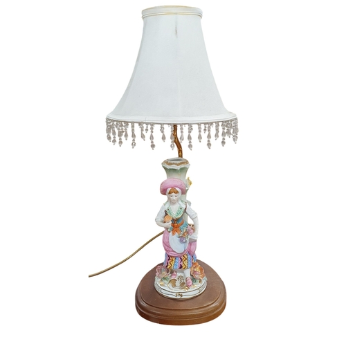 163 - A group of three Spanish Table Lamps to include a Nao example. TB 55 cm approx.