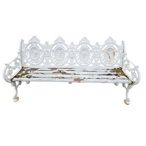 280 - A large 19th Century Cast Iron four seater Garden Bench with pierced outline. 
182 x SH 38 x BH 86 c... 