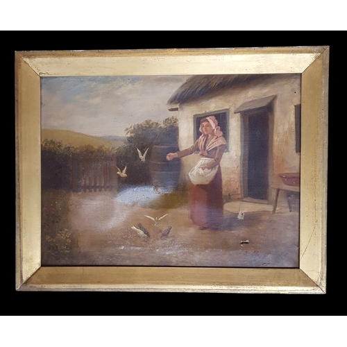 461 - Gwendolen Moore (1883-1963)
Oil on canvas
Pair of rural scenes depicting a woman standing outside a ... 