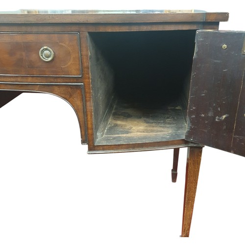 466 - A late 19th early 20th Century bow fronted Sideboard of neat proportions with square tapered support... 