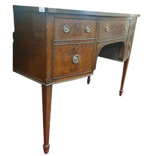 466 - A late 19th early 20th Century bow fronted Sideboard of neat proportions with square tapered support... 