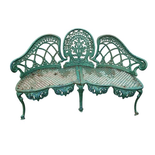 296 - A good heavy Cast Iron Garden Bench of unusual outline.
W 131 x SH 41 x BH 84 cm approx.