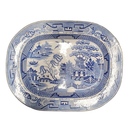 101 - A quantity of 19th Century and later Wares to include a blue ground 19th Century meat platter, a sou... 