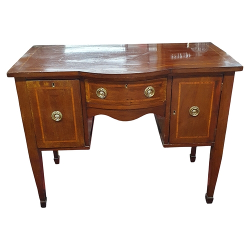 206 - A late 19th Century Mahogany and Inlaid bow front Sideboard of neat proportions on square tapered su... 