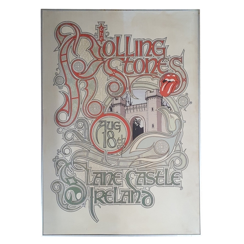 20 - A large framed Poster print of the Rolling Stones at Slane castle 1987.H 101 x 71 cm approx.