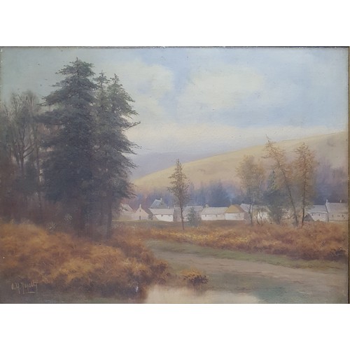 34 - A 19th Century Oil on Canvas of a village country scene by A J Hagarty. Signed LL. In a highly impre... 