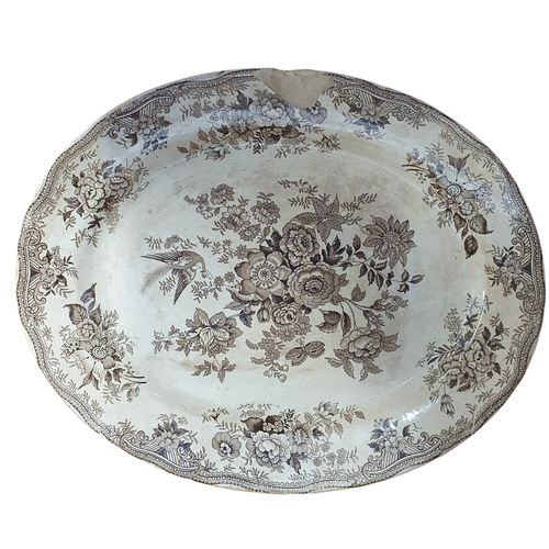 50 - Four 19th Century Meat Platters to include a crown Devon fieldings pattern hunting scene and three b... 