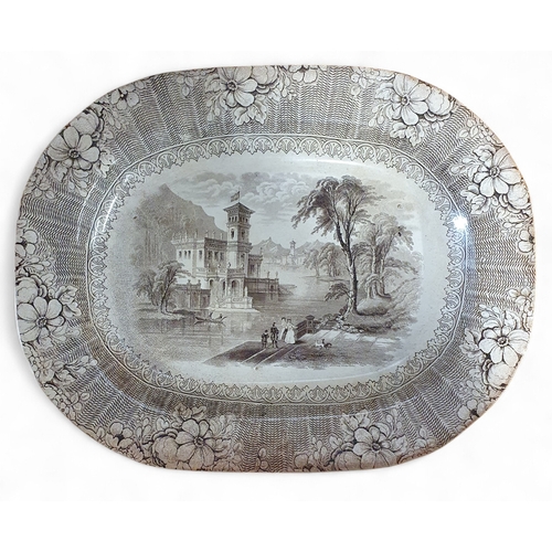 50 - Four 19th Century Meat Platters to include a crown Devon fieldings pattern hunting scene and three b... 