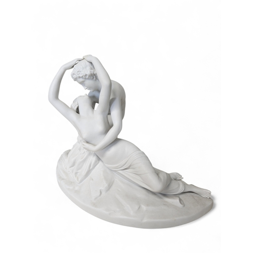 17 - A superb Parian Figure after Canova of a loving couple 'Sublime Love and Psyche' with a number stamp... 