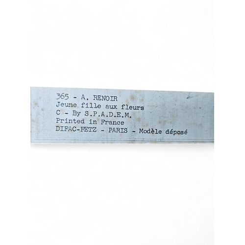 7 - After Renoir. Two colour Prints 'Jeune fille au petit chien' 'Jeune fille aux fleurs'. 32 x 27 cm ap... 