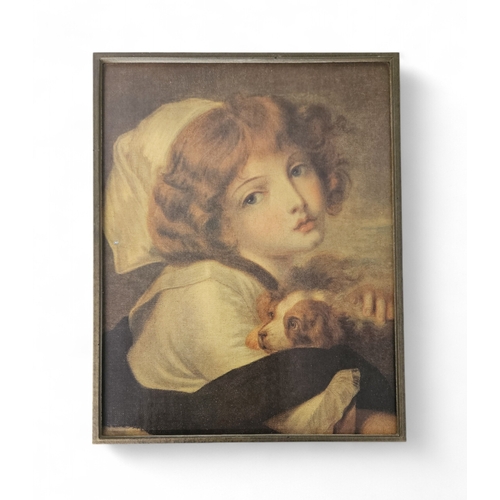 7 - After Renoir. Two colour Prints 'Jeune fille au petit chien' 'Jeune fille aux fleurs'. 32 x 27 cm ap... 