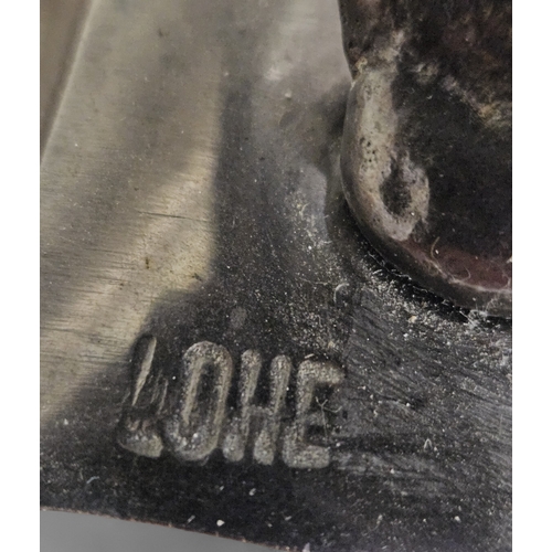 51 - Yves Lohe, a 20th Century Bronze Figure of two horses heads signed LOHE to the base. H 22 cm approx.