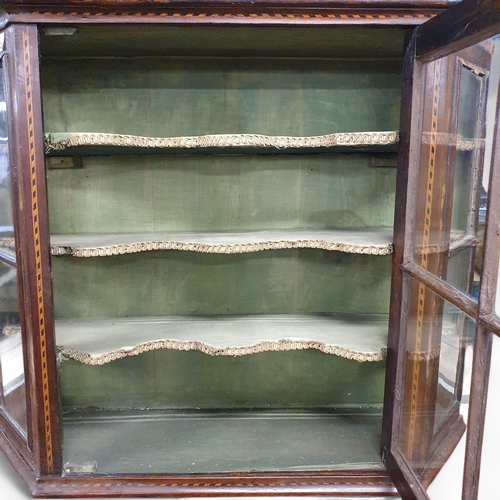 29 - A late 18th Century Mahogany and Inlaid Dutch wall mounted Cabinet with moulded and chamfered crown ... 