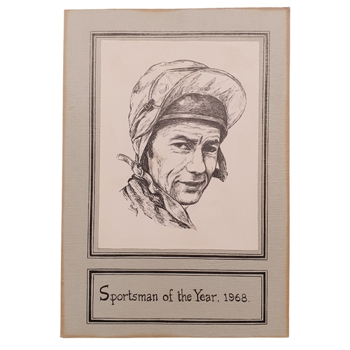 Sportsman of The Year 1968, a handmade etchoing Card with inscription inside from Rusty & Wally ( Wally Swinburn).