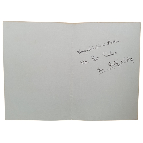 14 - Sportsman of The Year 1968, a handmade etchoing Card with inscription inside from Rusty & Wally ( Wa... 