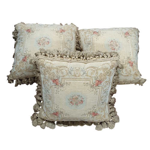 22 - Two tapestry Cushions with tasseled edges.