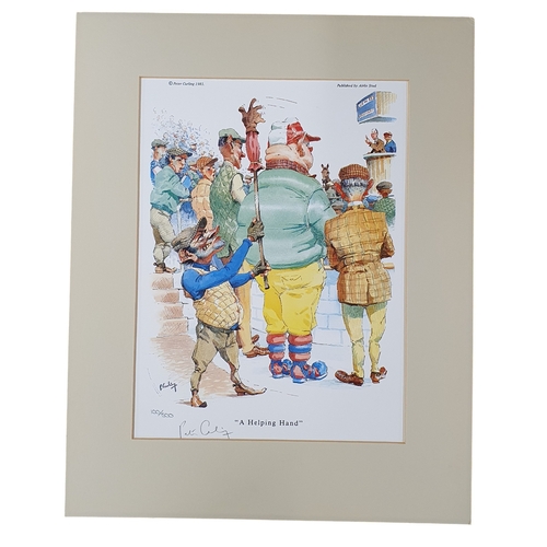 29 - Peter Curling (Irish) three signed limited edition coloured Print caricatures.