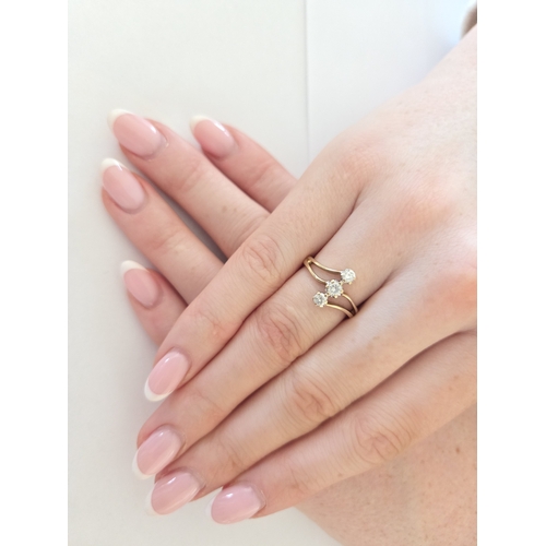 350 - An unusual antique 9ct Gold and Diamond three stone Ring, size K1/2.