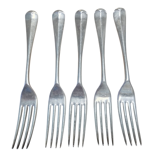 369 - A set of five Sheffield Silver Forks made for 	Harrods Ltd, 340 grams approx.