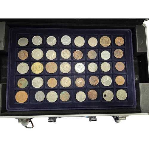 387 - An extremely large quantity of Irish Pennies and other coins. In a metal coin case.
