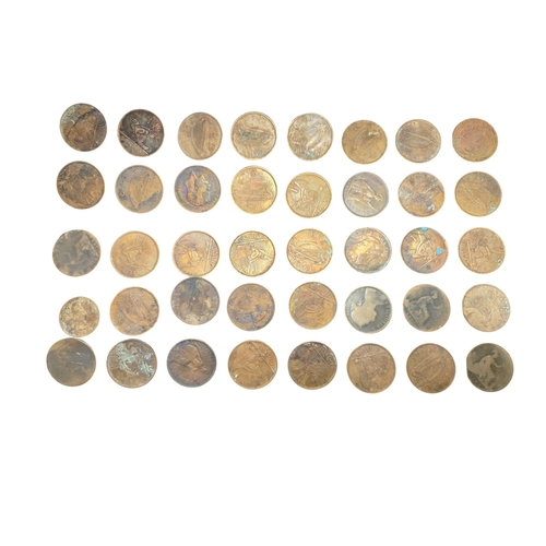 387 - An extremely large quantity of Irish Pennies and other coins. In a metal coin case.