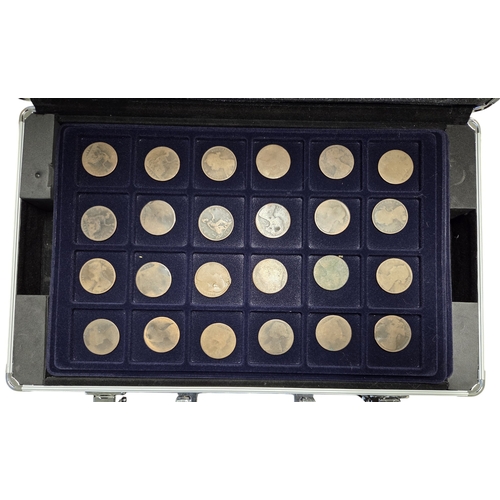 387 - An extremely large quantity of Irish Pennies and other coins. In a metal coin case.
