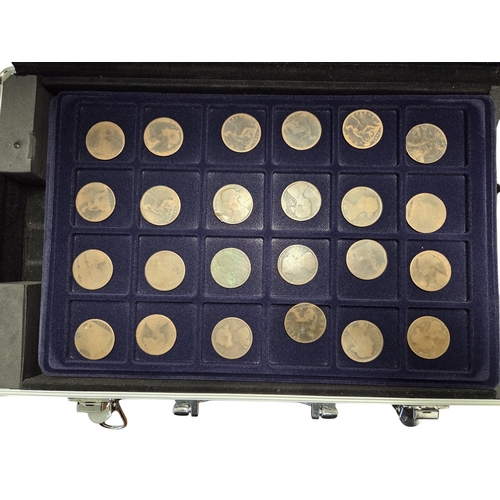 387 - An extremely large quantity of Irish Pennies and other coins. In a metal coin case.