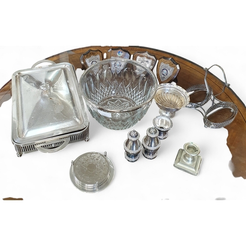 465 - A large quantity of Silverplate to include Trophy Plaques.
