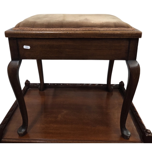 468 - An early 20th Century Mahogany miniature Dumbwaiter along with an Edwardian Piano Stool and a circul... 