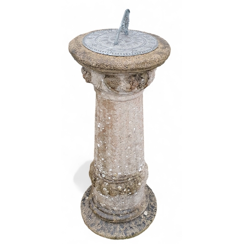501A - A Garden Sundial on a reconstituted Stone Pillar.
H 77 cm approx.