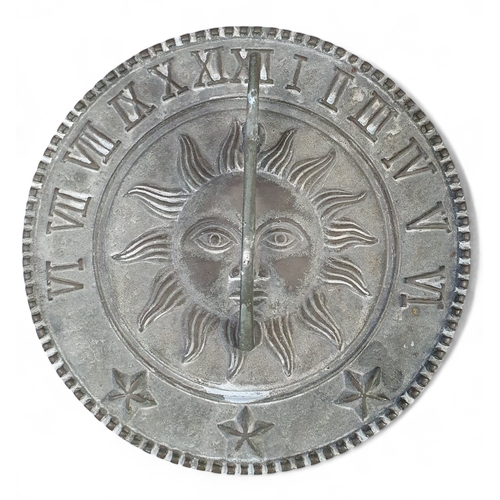 501A - A Garden Sundial on a reconstituted Stone Pillar.
H 77 cm approx.